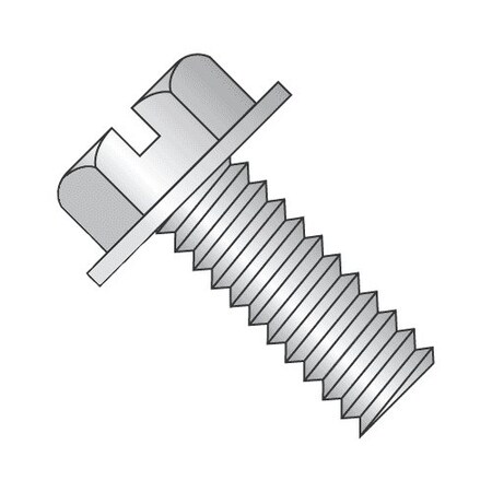 #10-24 X 3/8 In Slotted Hex Machine Screw, Plain 18-8 Stainless Steel, 100 PK